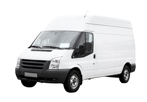 Isolated white delivery van with clean, blank sides ready for branding. more service vehicles, and cars in my portfolio