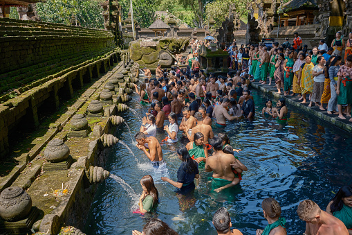 Tirta Empul temple is Hindu Balinese water temple in Bali Indonesia consists of a petirtaan or bathing structure, famous for its holy spring water