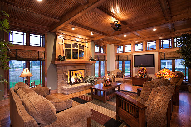 istock Living room with mission style decor. 155374246