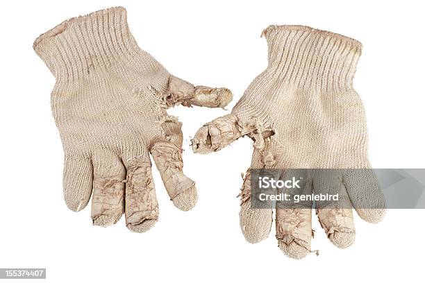 Abgenutzte Die Handschuhe Aus Baumwolle Stockfoto und mehr Bilder von Arbeitshandschuh - Arbeitshandschuh, Zerrissen, Alt