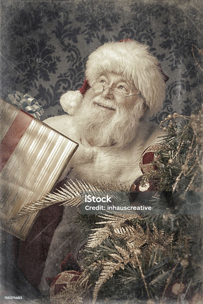 Bilder von echten Vintage-Santa Claus lange Geschenke - Lizenzfrei Weihnachtsmann Stock-Foto