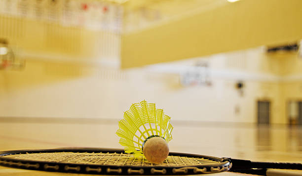 badminton e palestra - badminton school gymnasium shuttlecock sport foto e immagini stock