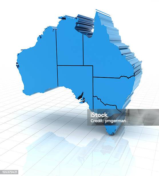 Rendering 3d Di Estrusione Mappa Dellaustralia Con I Confini Di Stato - Fotografie stock e altre immagini di Australia