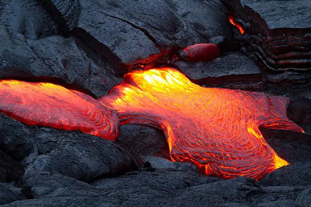 A lava breakout on Kilauea, Hawaii.