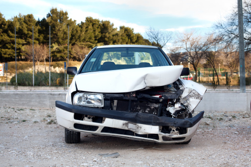damaged auto  after a car crash
