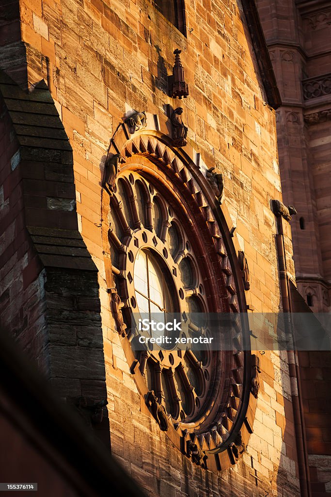 main circle window of basel cathedral  Basel - Switzerland Stock Photo