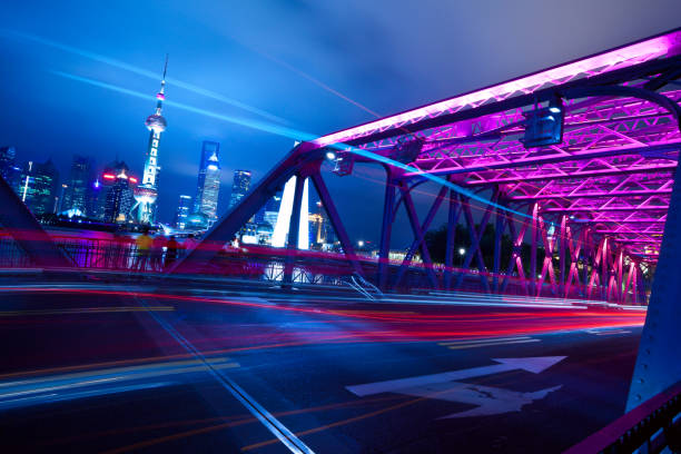 Night cityscape of shanghai stock photo