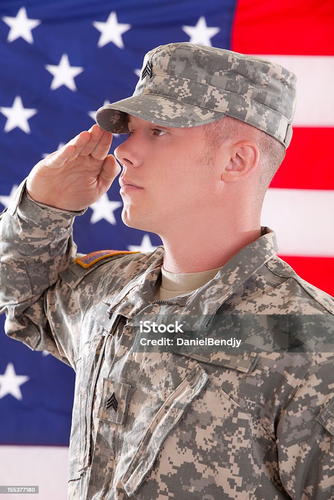 Soldato americano serie - Foto stock royalty-free di Saluto militare