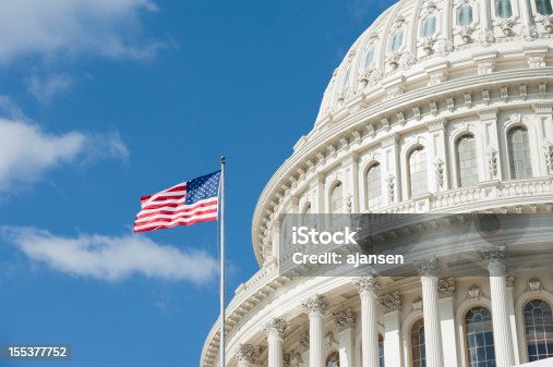 istock American flag waving in front of Capitol Hill 155377752