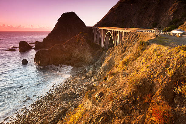 1930s Bixby Creek arch bridge in Big Sur on Pacific Coast Highway in California, USA