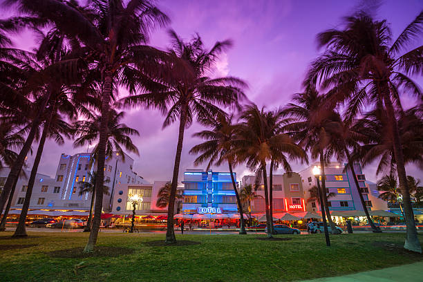 Ocean Drive by the beach in Miami  south beach photos stock pictures, royalty-free photos & images