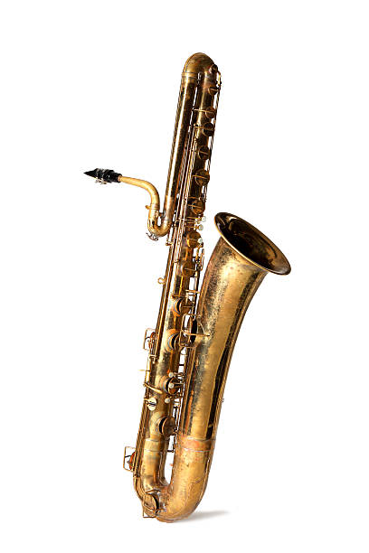 Bass saxophone isolated Bass Saxophone****MORE PICS HERE: saxophone stock pictures, royalty-free photos & images