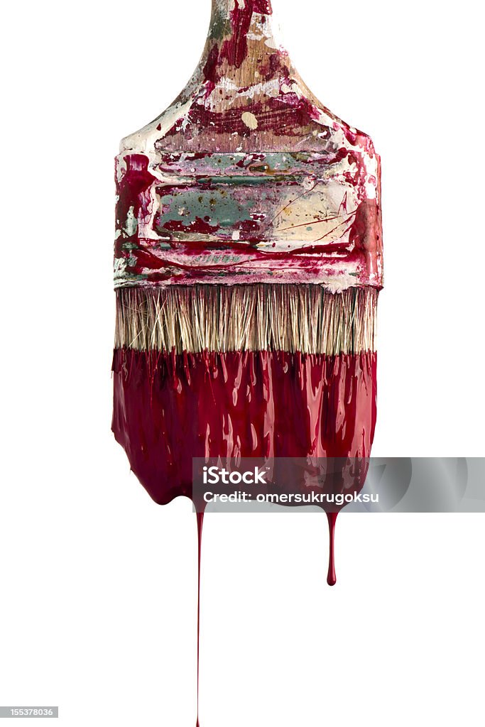 Claret Paint Brush Paint brush on white background.  Brushing Stock Photo