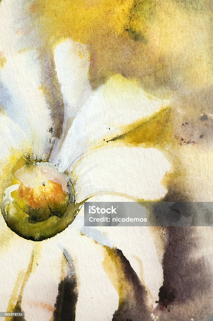 White Spring Flower. Watercolor of a White Flower. Vertical Shot. Flower Stock Photo
