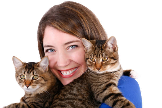 istock Pretty woman with cats 155378227