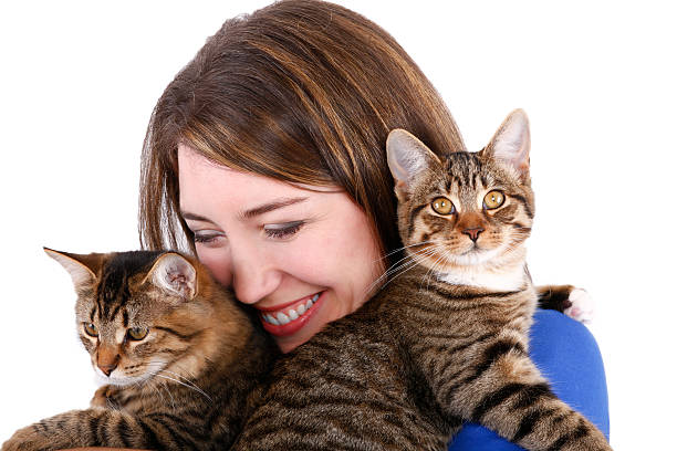istock Pretty woman with cats 155378228