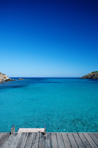 mediterranean sea in Sardinia (Italy).Clear blue mediterranean sea in Asinara island Sardinia (Italy).