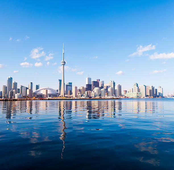 Night Shot Toronto skyline in Ontario Canada