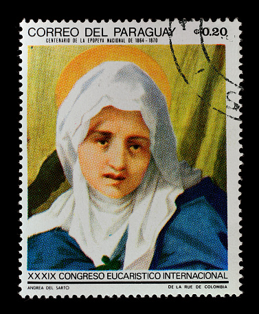 Christmas Postage Stamp featuring Virgin Mary with Child, by Italian artist Botticelli