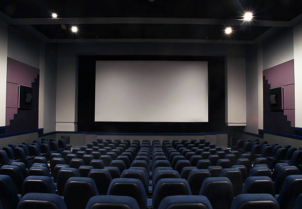 istock Cinema seats and isleway on black 155379044