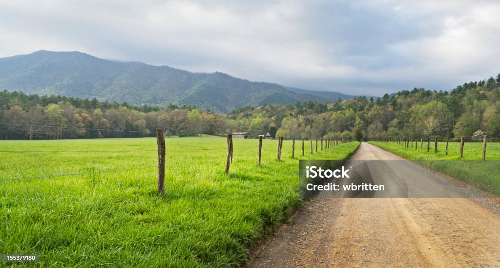 Cades Cove country road Panorama in den Smoky Mountains - Lizenzfrei Nationalpark Great Smoky Mountains Stock-Foto