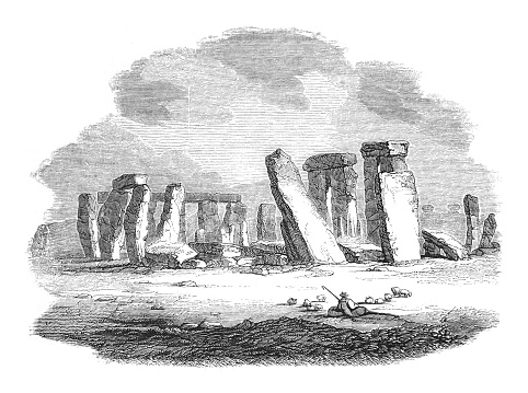 Vintage engraved illustration isolated on white background - Stonehenge