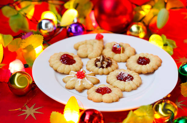 istock Spritz cookies filled with jam and decoration for  Christmas 155380071