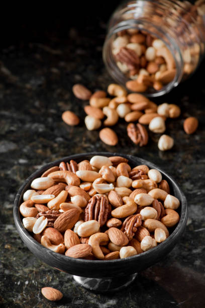 Mixed nuts stock photo