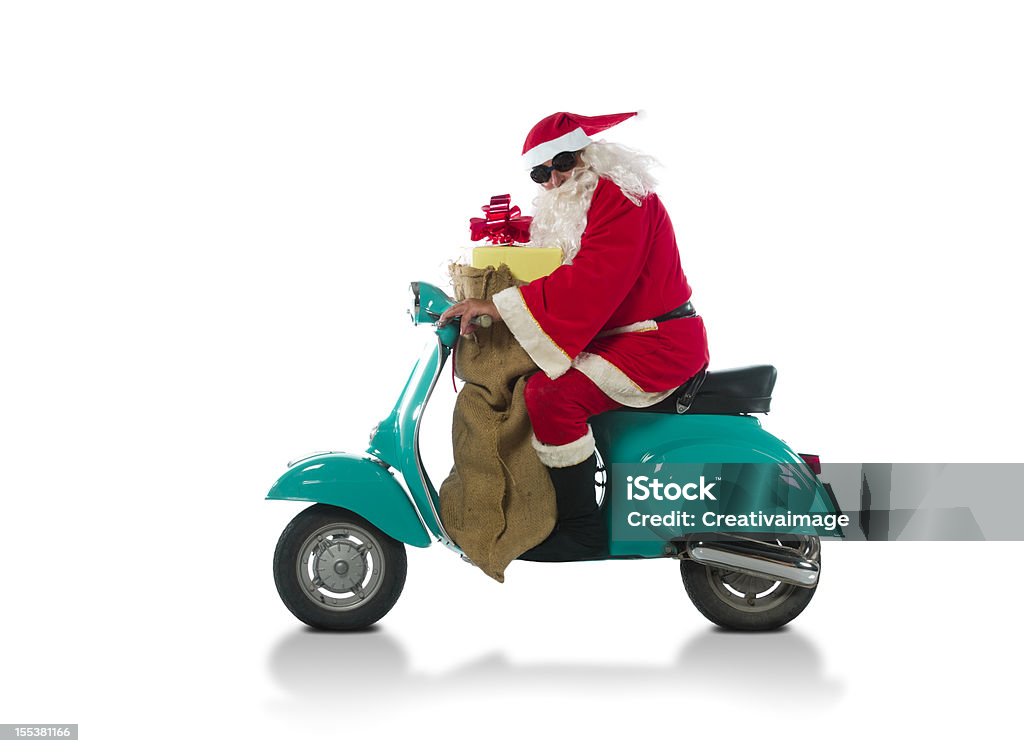 Santa Claus riding on a moto Santa Claus Stock Photo