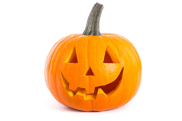 halloween pumpkin real halloween pumpkin on white background anthropomorphic smiley face photos stock pictures, royalty-free photos & images