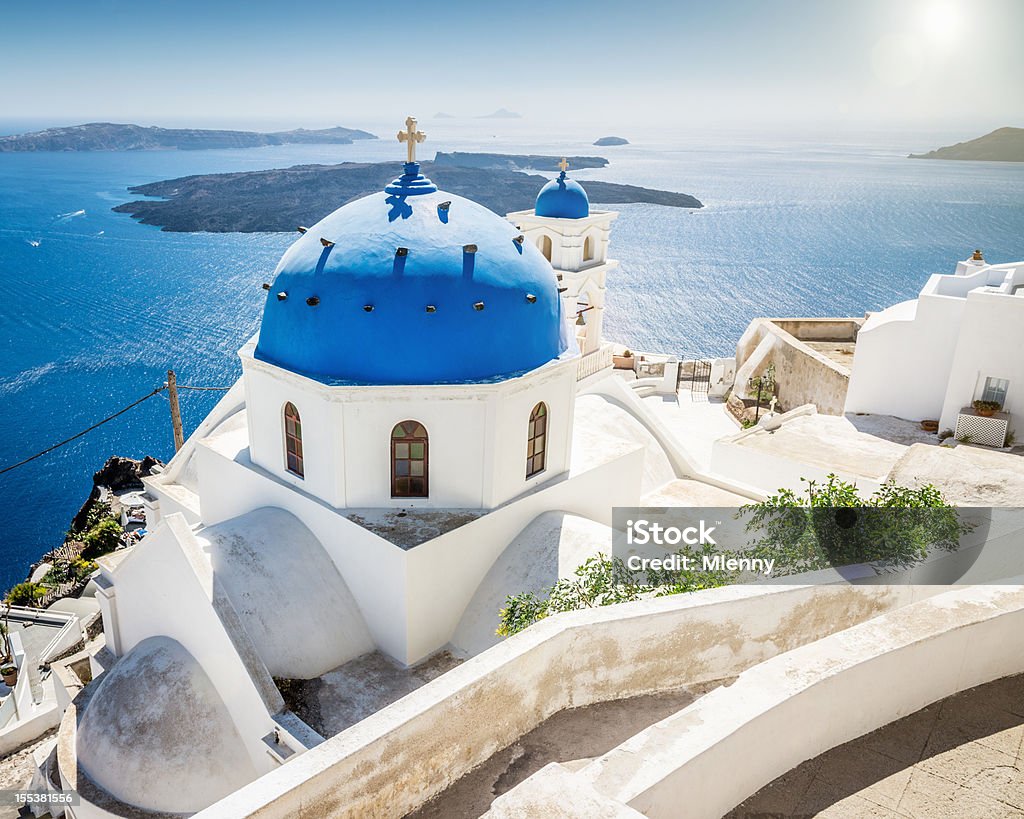 Church in Santorini, Greece  Aegean Sea Stock Photo