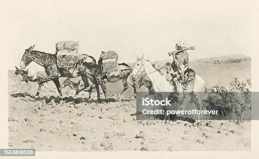 istock A Pack Train to Santa Fe 1820, Painting by Frederic Remington - 19th Century 1553818028