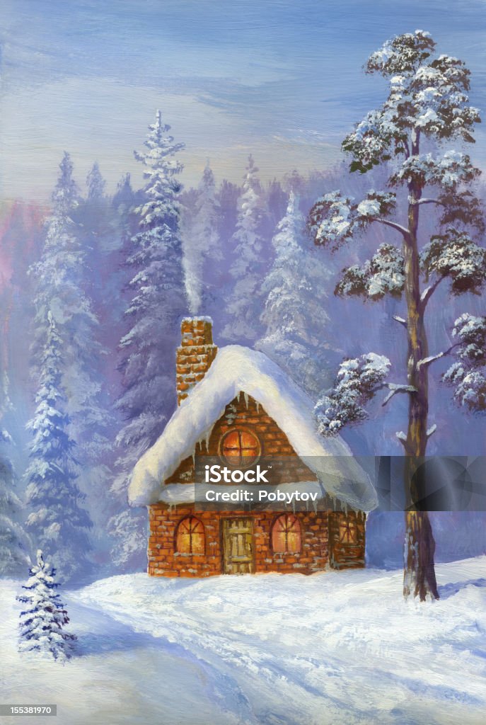 Winter zu Hause - Lizenzfrei Baum Stock-Illustration