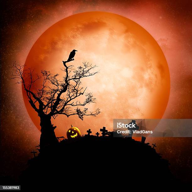 Foto de Lanterna De Halloween e mais fotos de stock de Dia das Bruxas - Dia das Bruxas, Lápide, Noite