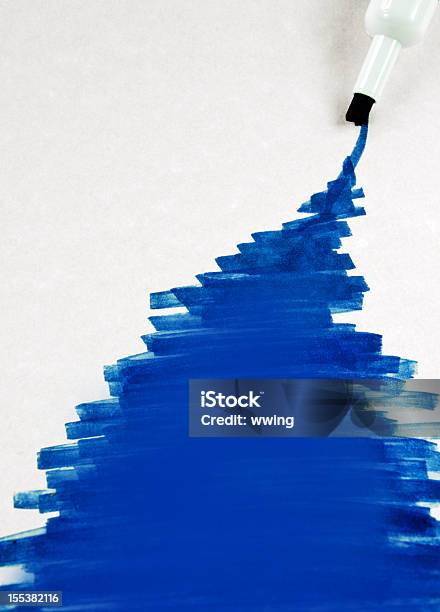 Blue Marking Pen And Making Stock Photo - Download Image Now - Blue, Color Image, Copy Space