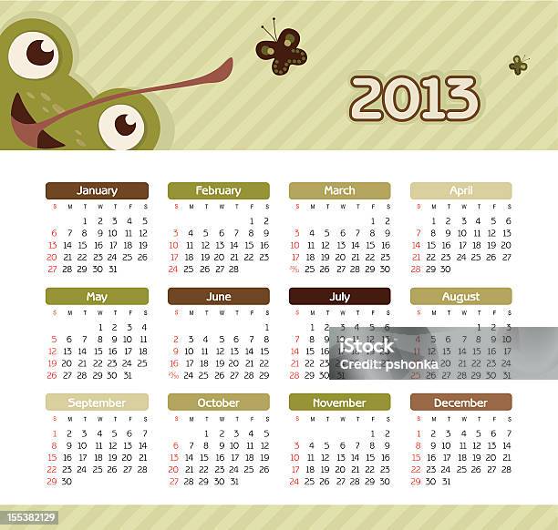 Vector Calendário Para 2013 - Arte vetorial de stock e mais imagens de 2013 - 2013, Abril, Agenda Pessoal