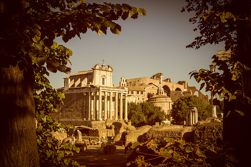 The Temple of Antoninus and Faustina is an ancient Roman temple in Rome, adapted to the church of San Lorenzo in Miranda. It stands in the Forum Romanum.