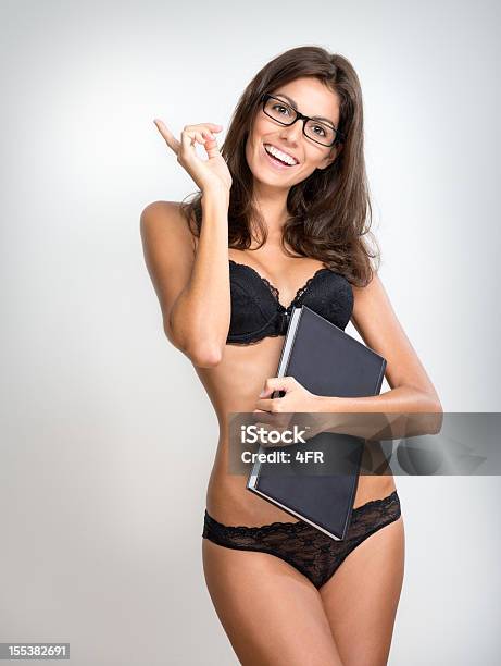 Sexy Studentin Lehrerin Mit Brille In Dessous Stockfoto und mehr Bilder von Lehrkraft