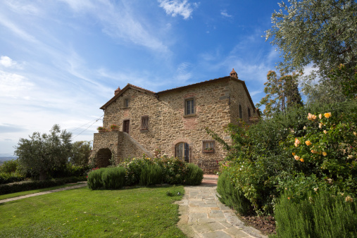 Tuscany, next to Florence: typical farmhouse and its garden