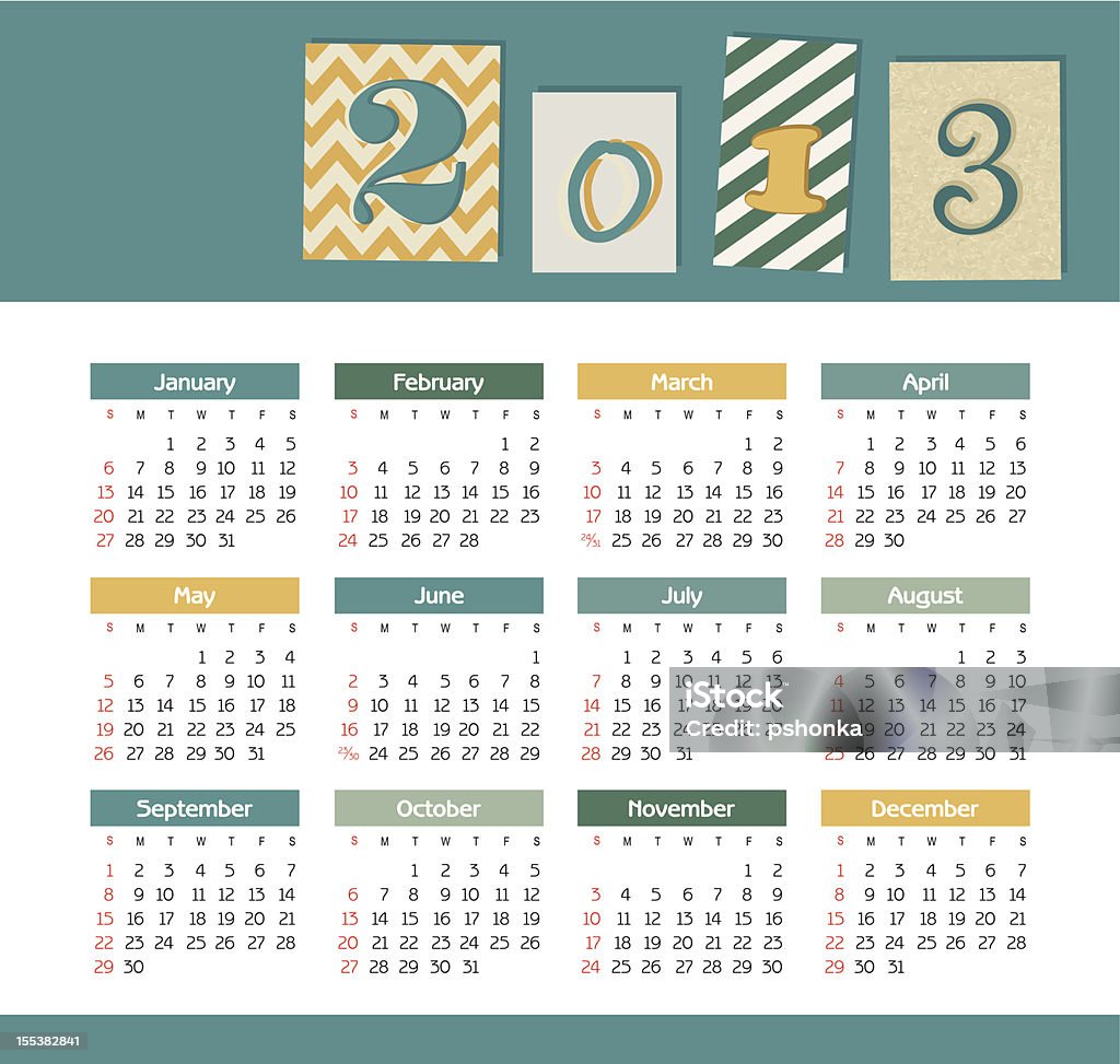カレンダー 2013 年のベクトル - 2013年のロイヤリティフリーベクトルアート