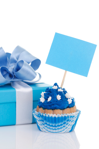 cupcake and gift  on white background
