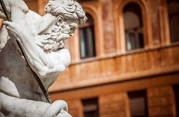 poseidon-statue am piazza navona in rom - rome neptune piazza navona copy space stock-fotos und bilder