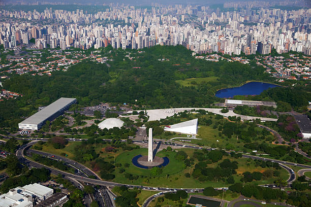Ibirapuera Park in Sao Paulo See my other Sao Paulo and Rio de Janeiro aerial photos ibirapuera park stock pictures, royalty-free photos & images