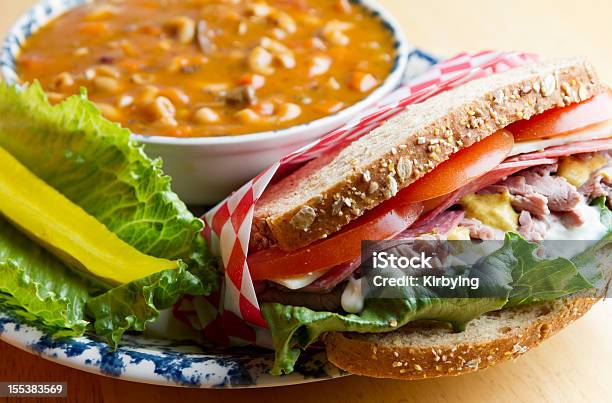 Roast Beef Sandwich Stock Photo - Download Image Now - Sandwich, Soup, Delicatessen