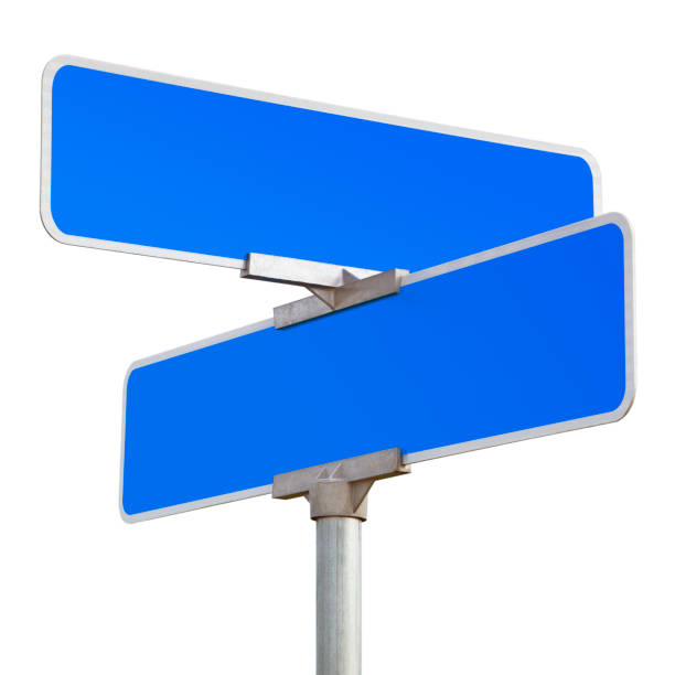 istock Blank Blue Road Sign Isolated on White 155383598