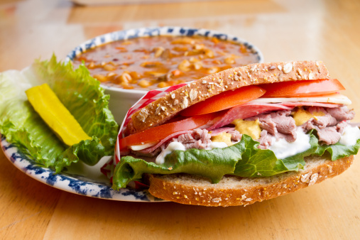 Sandwich and Minestroni Soup