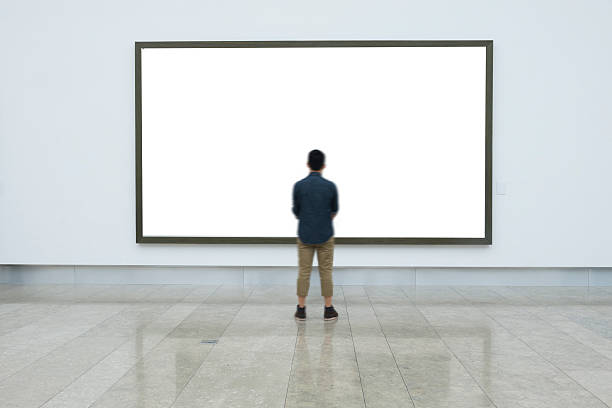 empty frame in art museum - woonruimte fotos stockfoto's en -beelden