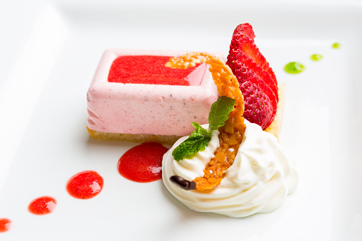 Strawberry Parfait with whipped cream and fresh strawberry