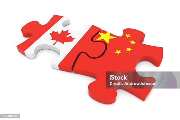 Canada Cina Puzzle - Fotografie stock e altre immagini di Bandiera del Canada - Bandiera del Canada, Bandiera della Cina, Canada