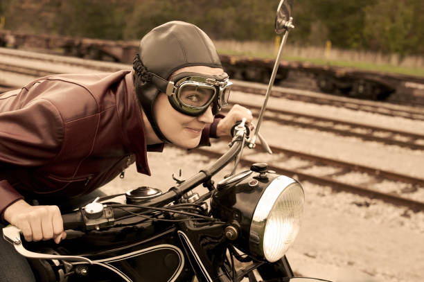 istock Retro Female Motorcyclist - 1935 Style 155384506